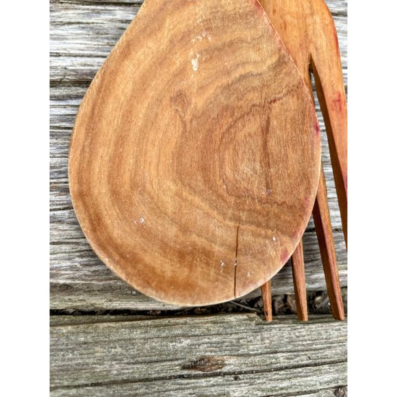 Vintage MCM Carved Wood African Salad Fork Spoon Head Bust handles - Picture 6 of 8